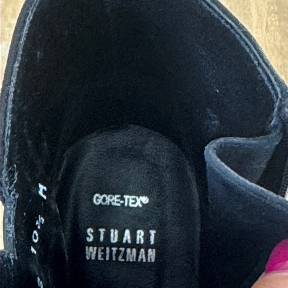 Stuart Weitzman Black Suede Leather Heeled Booties 10.5